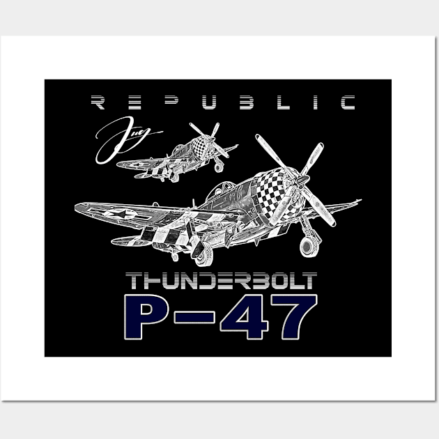 P47 Thunderbolt Republic World War II Fighter Aircraft Wall Art by aeroloversclothing